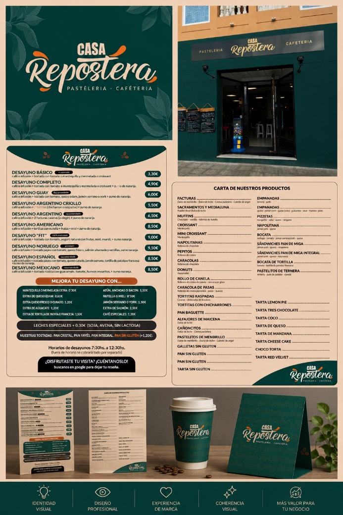 Identidad de marca aplicada para Casa Repostera