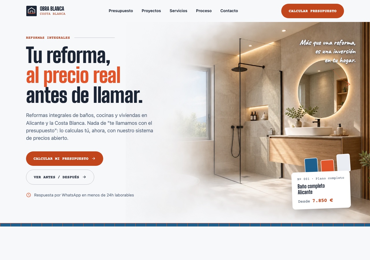 Web de Obra Blanca Reformas, reformas integrales en la Costa Blanca