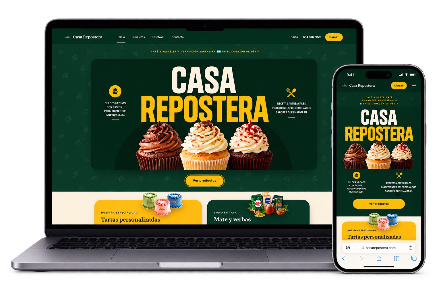 Web diseñada para Casa Repostera, en portátil y móvil